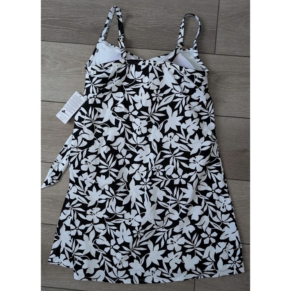 NWT Lands End Women Chlorine Resistant Sweetheart Swimdress Black Floral Size 8 - Picture 5 of 7